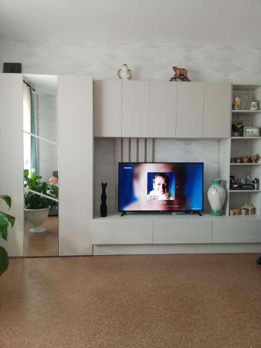 Фотография покупателя товара Стенка в гостиную «Лиза», 3400×550×2150 мм, цвет сатин/анкор белый - Фото 7