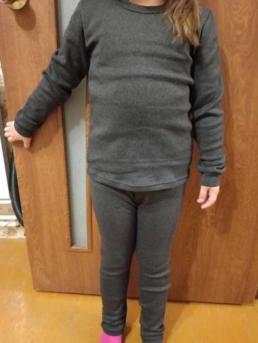 Фотография покупателя товара Термобельё для девочки (джемпер, брюки), серое, рост 104 см - Фото 1