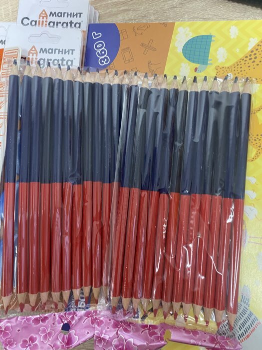 Фотография покупателя товара Карандаш Calligrata цветной, двусторонний, красный/синий - Фото 1