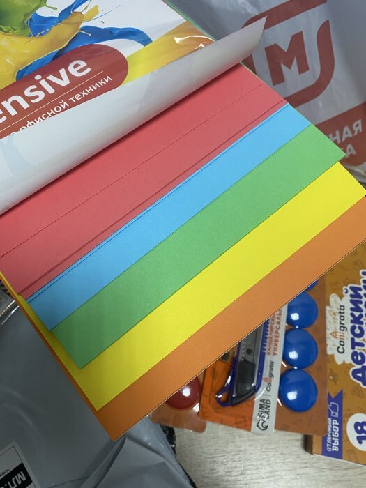 Фотография покупателя товара Бумага цветная А4, 50 листов Calligrata Интенсив, 5 цветов, 80 г/м² - Фото 2