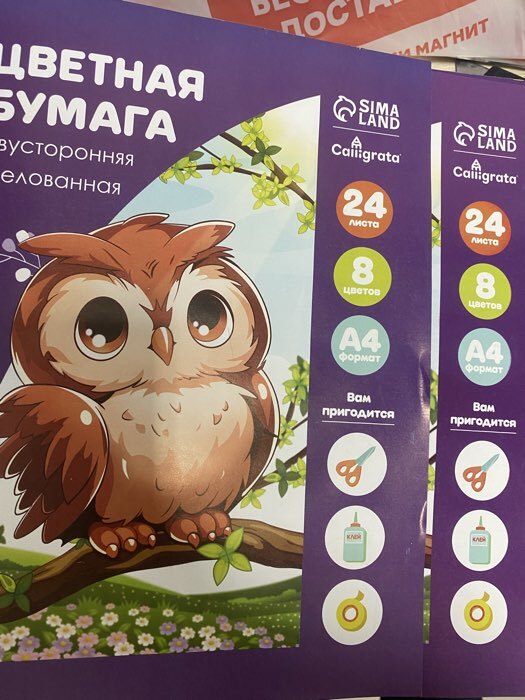 Фотография покупателя товара Бумага цветная А4, 24 листа, 8 цветов, Calligrata, мелованная, двусторонняя, на скобе - Фото 1