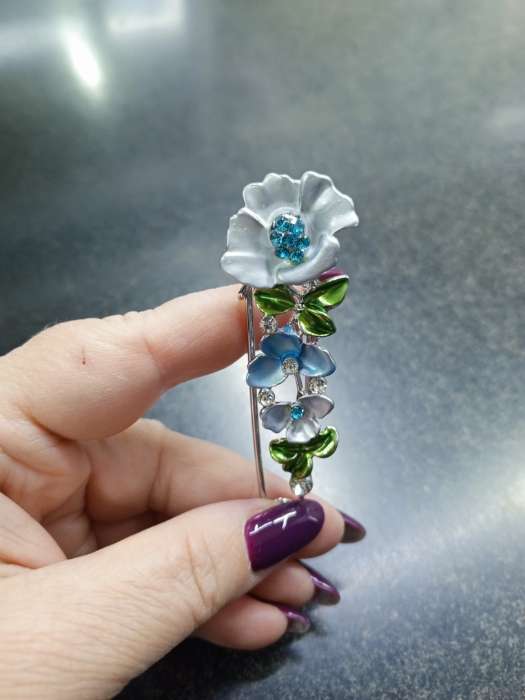 Фотография покупателя товара Булавка «Цветочная» дорожка, 7.5 см, цветная в золоте - Фото 1