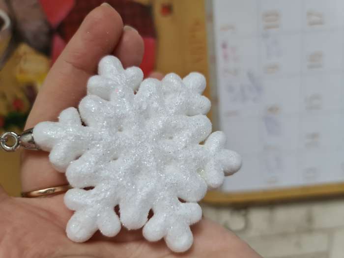 Фотография покупателя товара Украшение ёлочное "Белая снежинка" (набор 4 шт) d-6,5 см