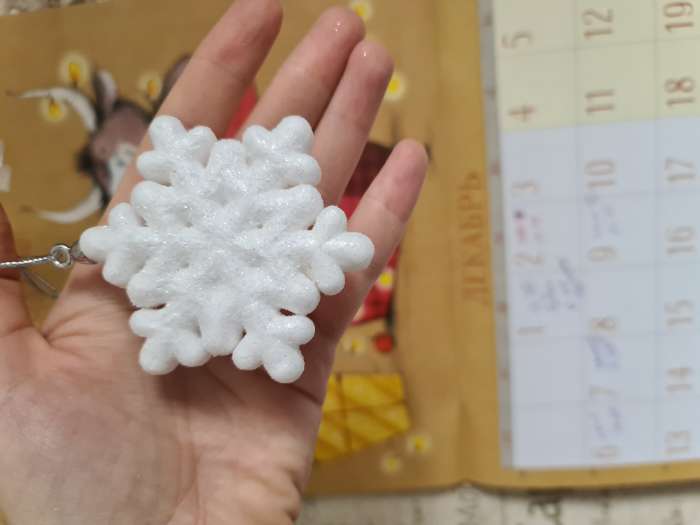 Фотография покупателя товара Украшение ёлочное "Белая снежинка" (набор 4 шт) d-6,5 см