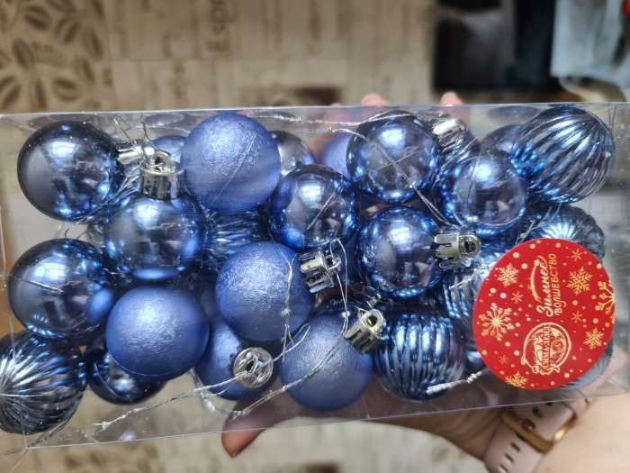 Фотография покупателя товара Ёлочные игрушки «Лагуна ассорти», шары новогодние, d=3 см, набор 36 шт., синий - Фото 1