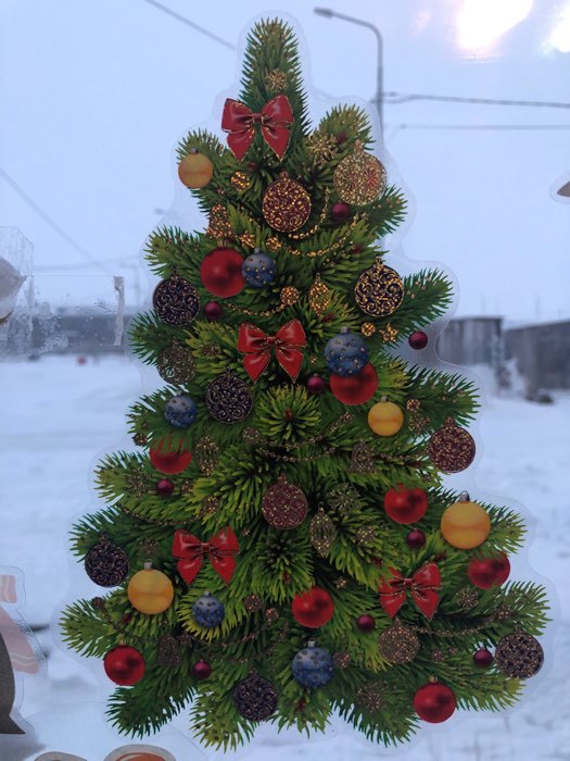 Фотография покупателя товара Набор наклеек "Новогодняя ёлочка" голографическая фольга, украшения, 16,7 х 24,6 см