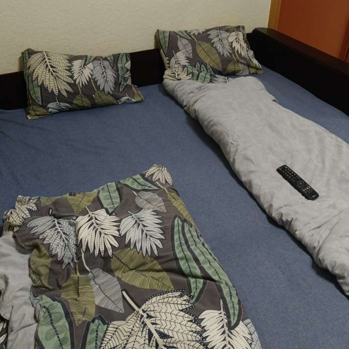 Фотография покупателя товара Простыня на резинке евро SL Home «Деним», 200×200+30 см, синяя, жатый хлопок - Фото 3