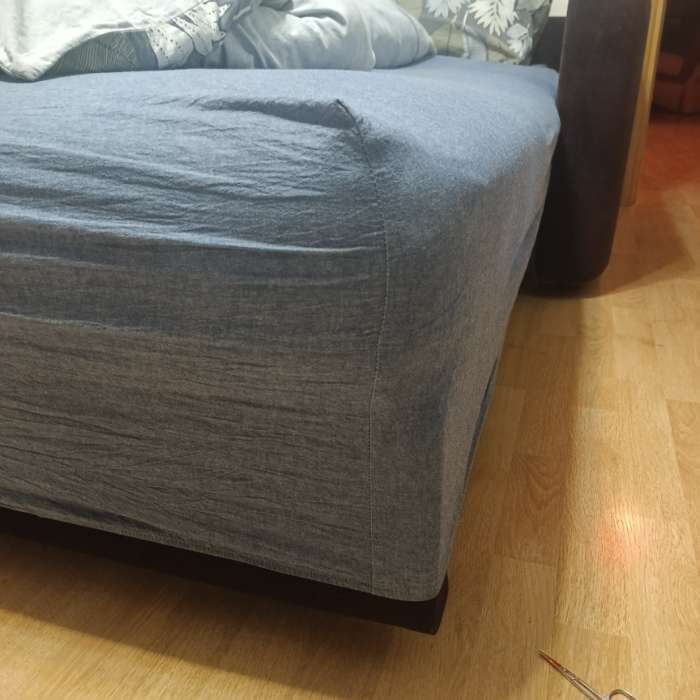 Фотография покупателя товара Простыня на резинке евро SL Home «Деним», 200×200+30 см, синяя, жатый хлопок - Фото 4