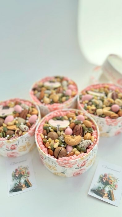 Фотография покупателя товара Коробка для макарун, кондитерская упаковка тубус с окном, «Розовые цветы» 12×12×5 см - Фото 4