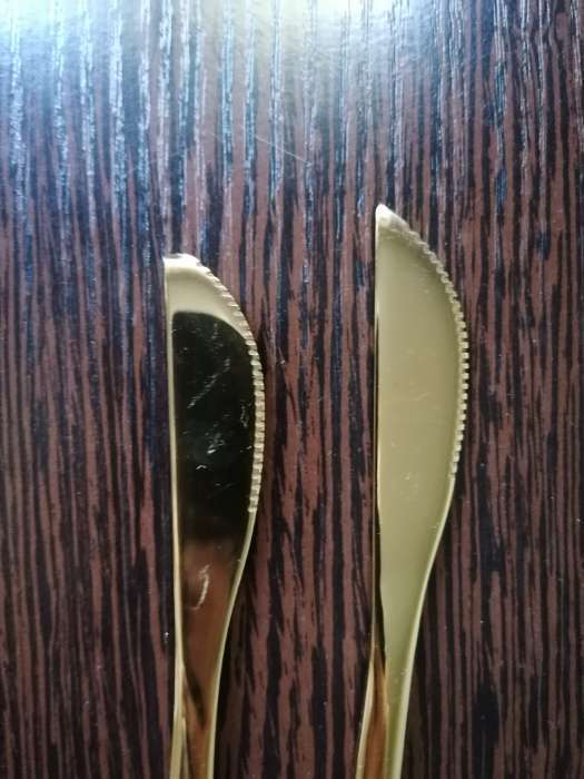 Фотография покупателя товара Столовые приборы «Оску», 24 предмета, в коробке, нержавеющая сталь, золотистые - Фото 8