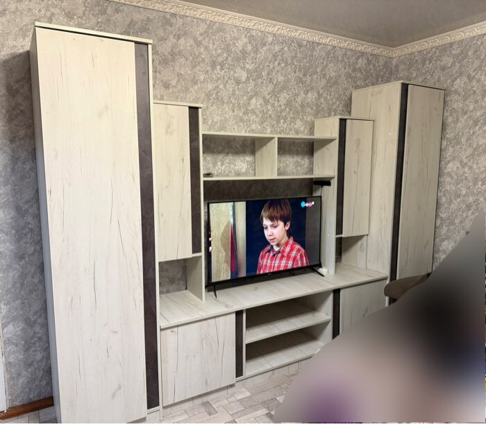 Фотография покупателя товара Стенка в гостиную «Атлантида - 5», с шкафами, 2800×510×2016 мм, цвет крафт белый/бетон тёмный - Фото 1