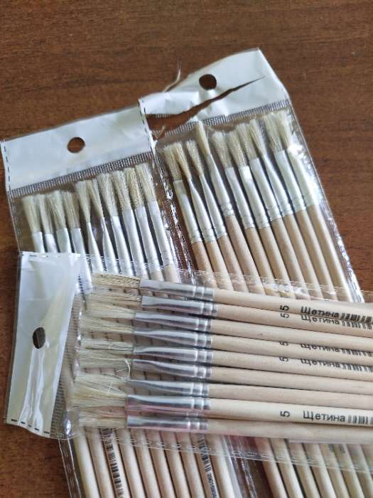 Фотография покупателя товара Кисть для рисования, щетина, № 5, плоская, деревянная ручка, международный размер - Фото 1