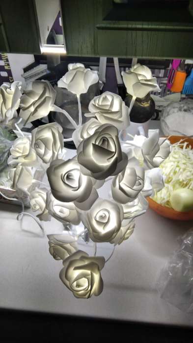 Фотография покупателя товара Светодиодный куст «Розы белые» 45 см, 24 LED, постоянное свечение, 220 В, свечение белое