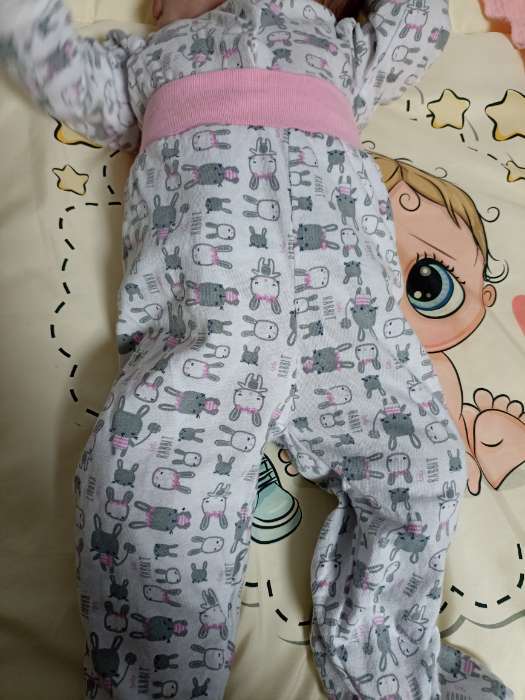 Фотография покупателя товара Ползунки детские ATA kids «Зайки», рост 80 см, белые, розовые - Фото 1