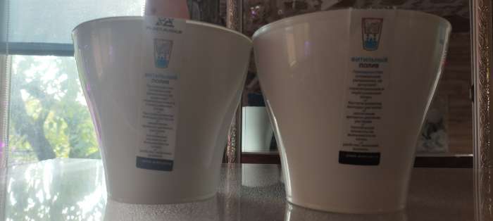 Фотография покупателя товара Кашпо для цветов со вставкой «Афина», 1 л, белое - Фото 2