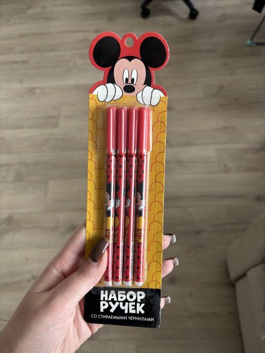 Фотография покупателя товара Ручка пиши стирай, 4 штуки, Микки Маус - Фото 1