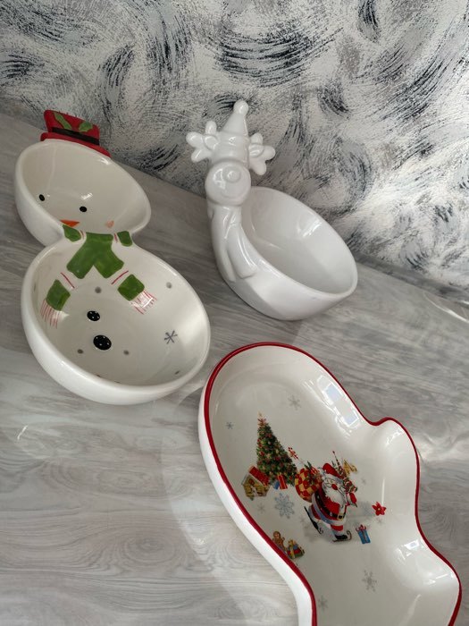 Фотография покупателя товара Блюдо сервировочное Доляна «Рождественский снеговик», 20×18×3 см, цвет белый - Фото 3