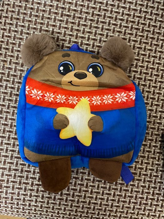Фотография покупателя товара Новогодний детский рюкзак «Мишка со звездой», 24х24 см, на новый год - Фото 1