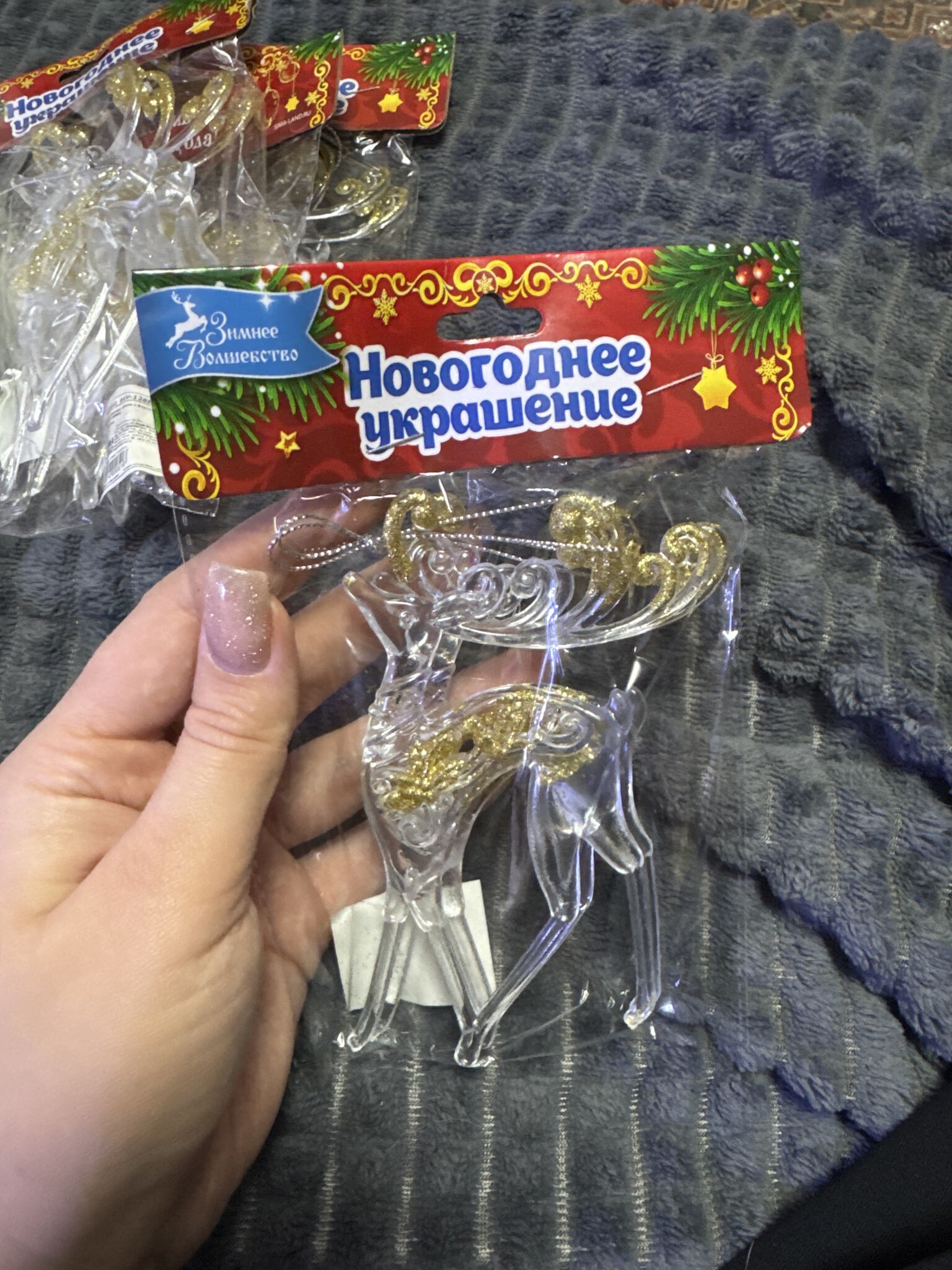 Фотография покупателя товара Ёлочные игрушки 2 шт. «Зимнее волшебство. Жар-птица с золотинкой», 8×14.5 см, прозрачно-золотой - Фото 2