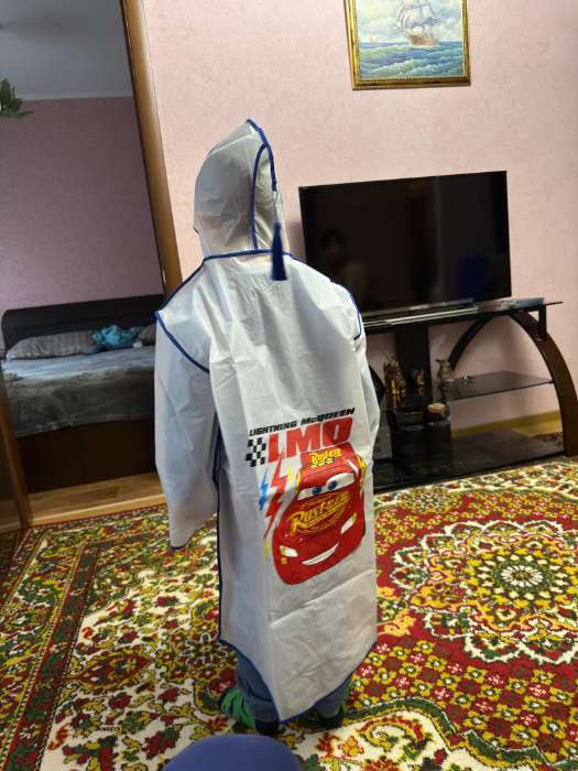 Фотография покупателя товара Дождевик детский, размер L, 110-120 см, Тачки - Фото 1