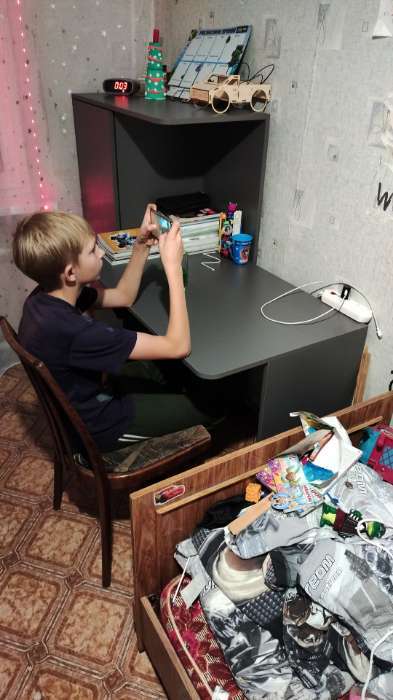 Фотография покупателя товара Стол компьютерный со шкафом «Лайт», 1420×356×1282 мм, цвет серый графит - Фото 3