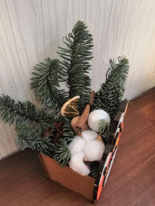 Фотография покупателя товара Кашпо деревянное, 12×9×15 см "Новогоднее. Кружка горячая", подарочная упаковка