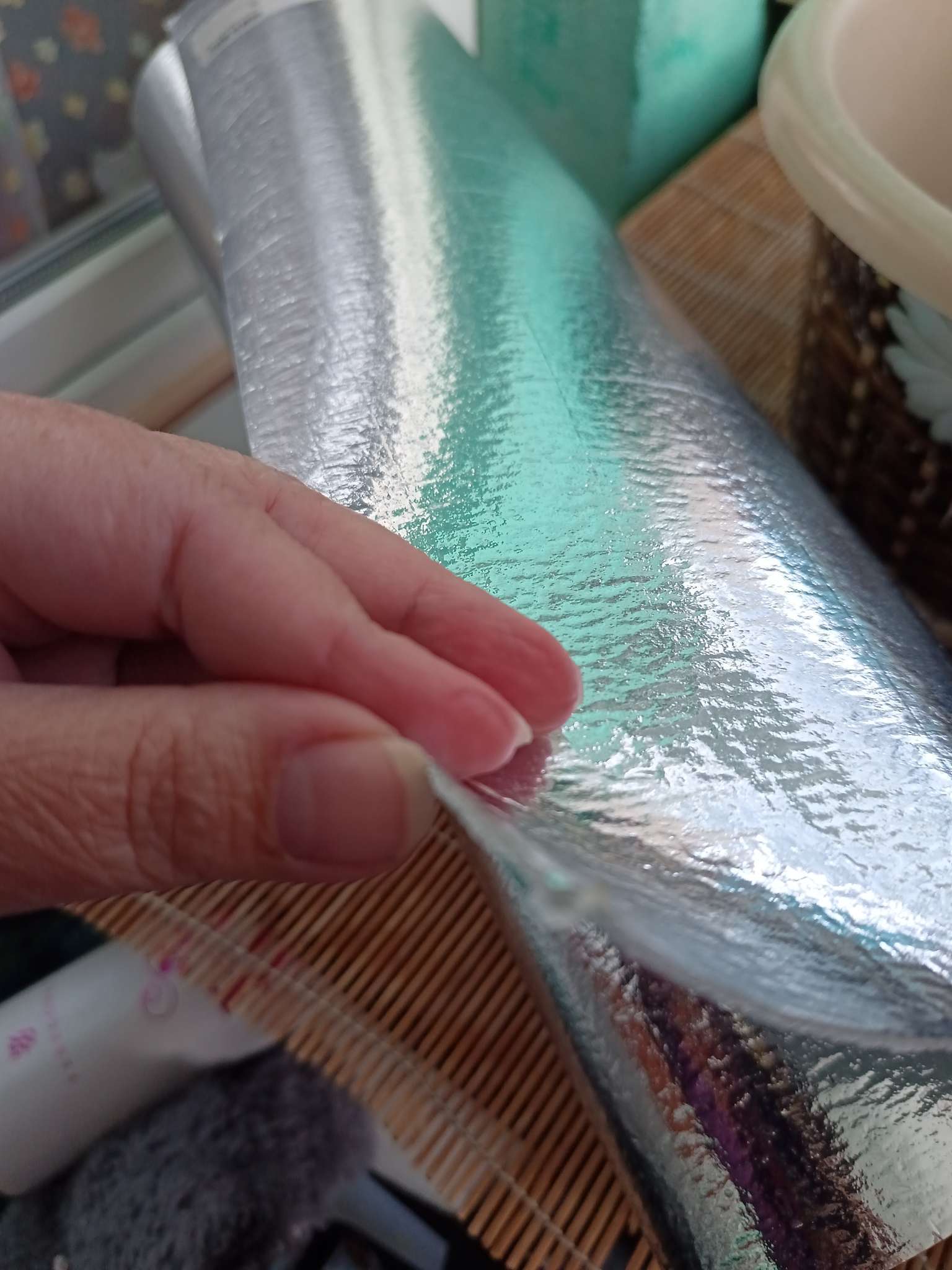 Фотография покупателя товара Панель ПВХ самоклеящаяся TAKE IT EASY, в рулоне, 2800×500×2 мм, цвет бирюзовый - Фото 4