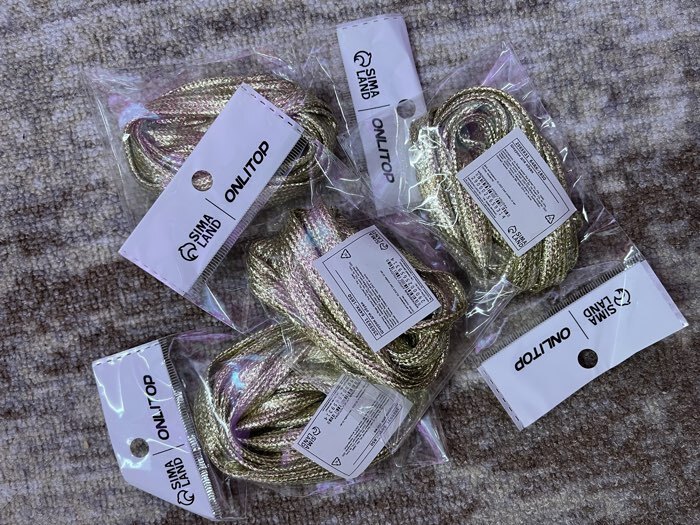 Фотография покупателя товара Шнурки для обуви, пара, плоские, 10 мм, 110 см, золотистые - Фото 1