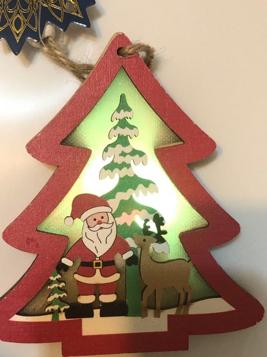 Фотография покупателя товара Ёлочная игрушка «Красная ёлочка с Дедом Морозом», от батареек, свечение RGB - Фото 3