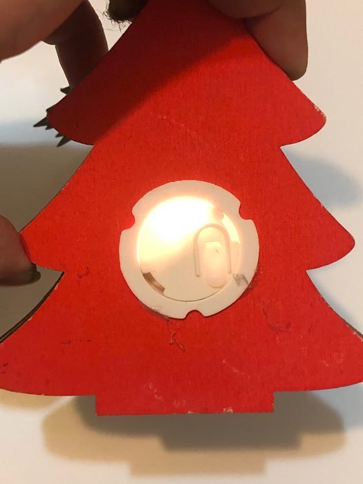 Фотография покупателя товара Ёлочная игрушка «Красная ёлочка с Дедом Морозом», от батареек, свечение RGB - Фото 2