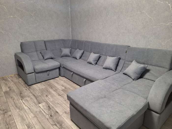 Фотография покупателя товара П-образный диван «Майами 4», механизм венеция, универсальный, велюр, цвет галакси лайт 023 - Фото 1