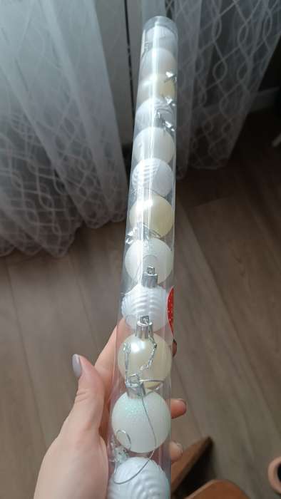 Фотография покупателя товара Ёлочные игрушки «Мелодия», шары новогодние, d=4 см, набор 12 шт., веточки, белый - Фото 1