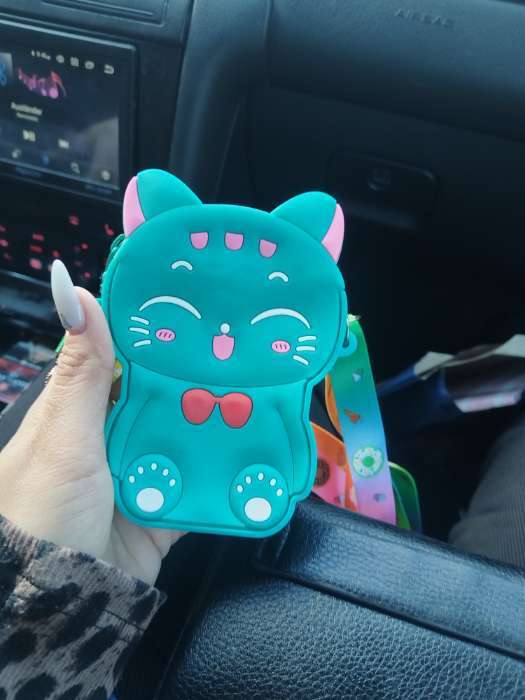 Фотография покупателя товара Сумка для девочки «Кошечка», поп ит, силиконовая, на молнии, розовая - Фото 1