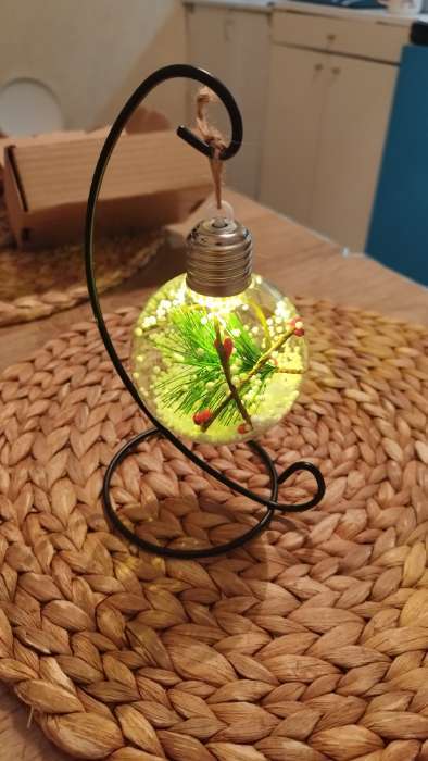 Фотография покупателя товара Ёлочный шар «Новый год», 1 LED, от батареек, свечение тёплое белое - Фото 2