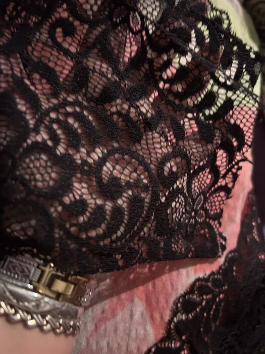 Фотография покупателя товара Кружевная эластичная ткань, 190 мм, 2.7±0.5 м, чёрная №16 - Фото 2