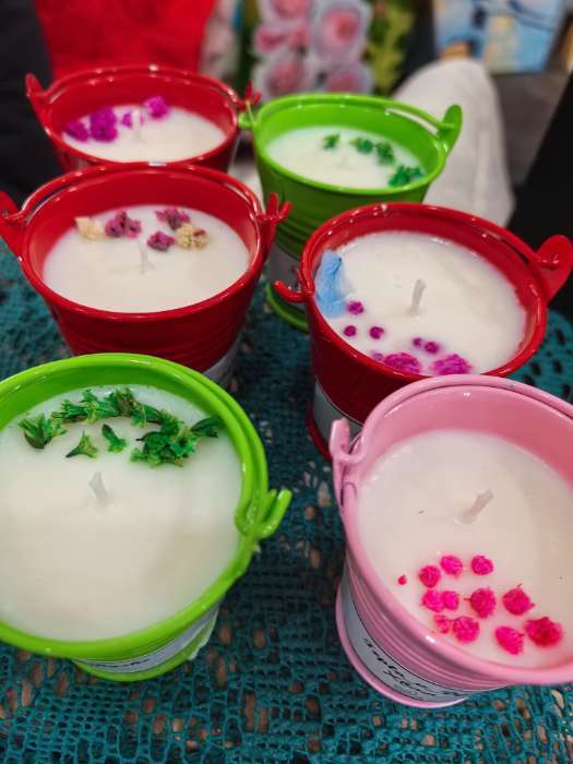 Фотография покупателя товара Фигурное кашпо для цветов «Ведёрко Томми», 6×6 см, металл, красное - Фото 1