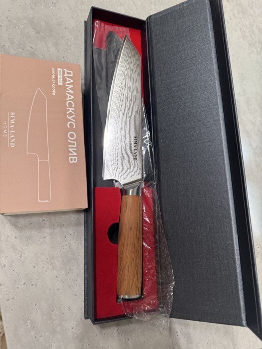 Фотография покупателя товара Нож кухонный SL Home «Оливия», шеф, лезвие 16 см, дамасская сталь, коричневый - Фото 3