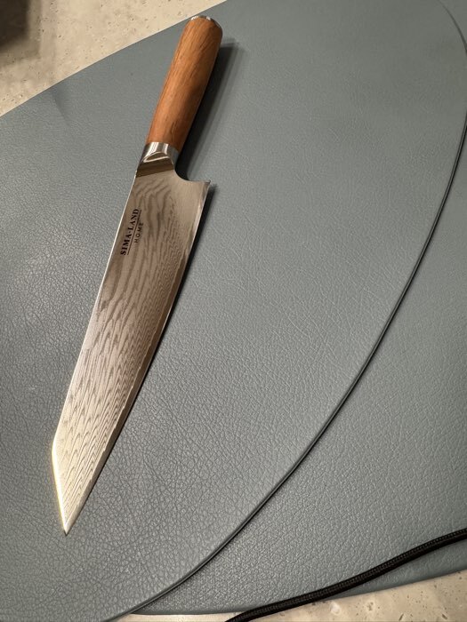 Фотография покупателя товара Нож кухонный SL Home «Оливия», шеф, лезвие 16 см, дамасская сталь, коричневый - Фото 5