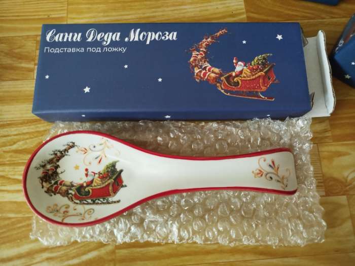 Фотография покупателя товара Подставка для ложку новогодняя Доляна «Приближение чуда», 22.3×7.5×2.3 см, доломит, белая - Фото 1