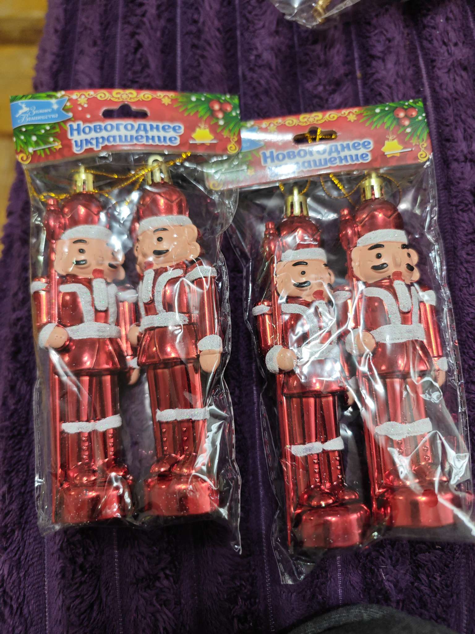 Фотография покупателя товара Ёлочные игрушки 2 шт. «Зимнее волшебство. Щелкунчик», 14×3 см, золото - Фото 2