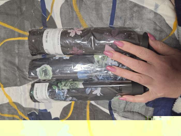 Фотография покупателя товара Зонт механический, рисунок внутри, эпонж, 4 сложения, 8 спиц, R=48/55 см, d=96 см, МИКС - Фото 1