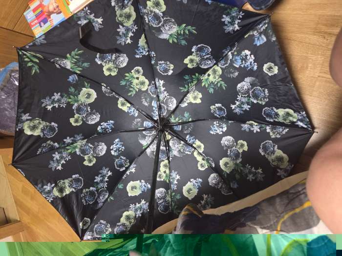 Фотография покупателя товара Зонт механический, рисунок внутри, эпонж, 4 сложения, 8 спиц, R=48/55 см, d=96 см, МИКС - Фото 2