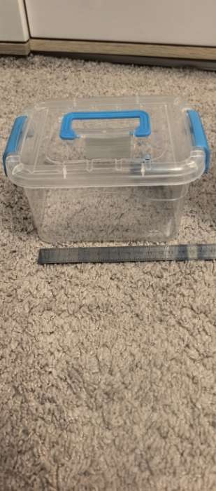 Фотография покупателя товара Контейнер для хранения, крышка с ручкой на защёлке, пластик, 1.35 л, 18.5×13×9.7 см, прозрачный, голубой - Фото 7