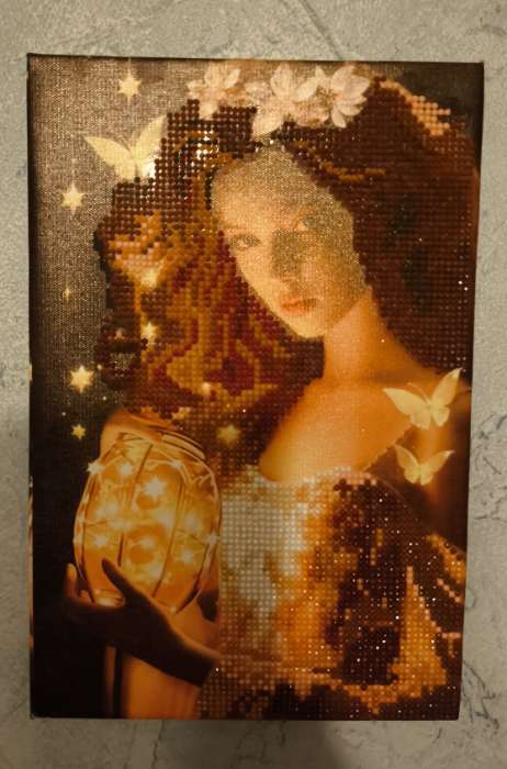 Фотография покупателя товара Алмазная мозаика с частичным заполнением на подрамнике «Лесная фея», 20×30 см, с гирляндой - Фото 2