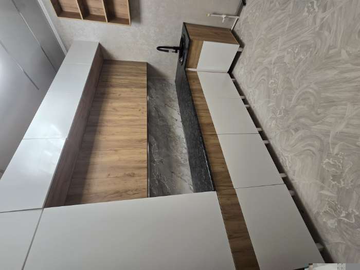 Фотография покупателя товара Кухонный гарнитур угловой в потолок «Техно-5», 3200×2240 мм, цвет дуб крафт/белый глянец - Фото 1