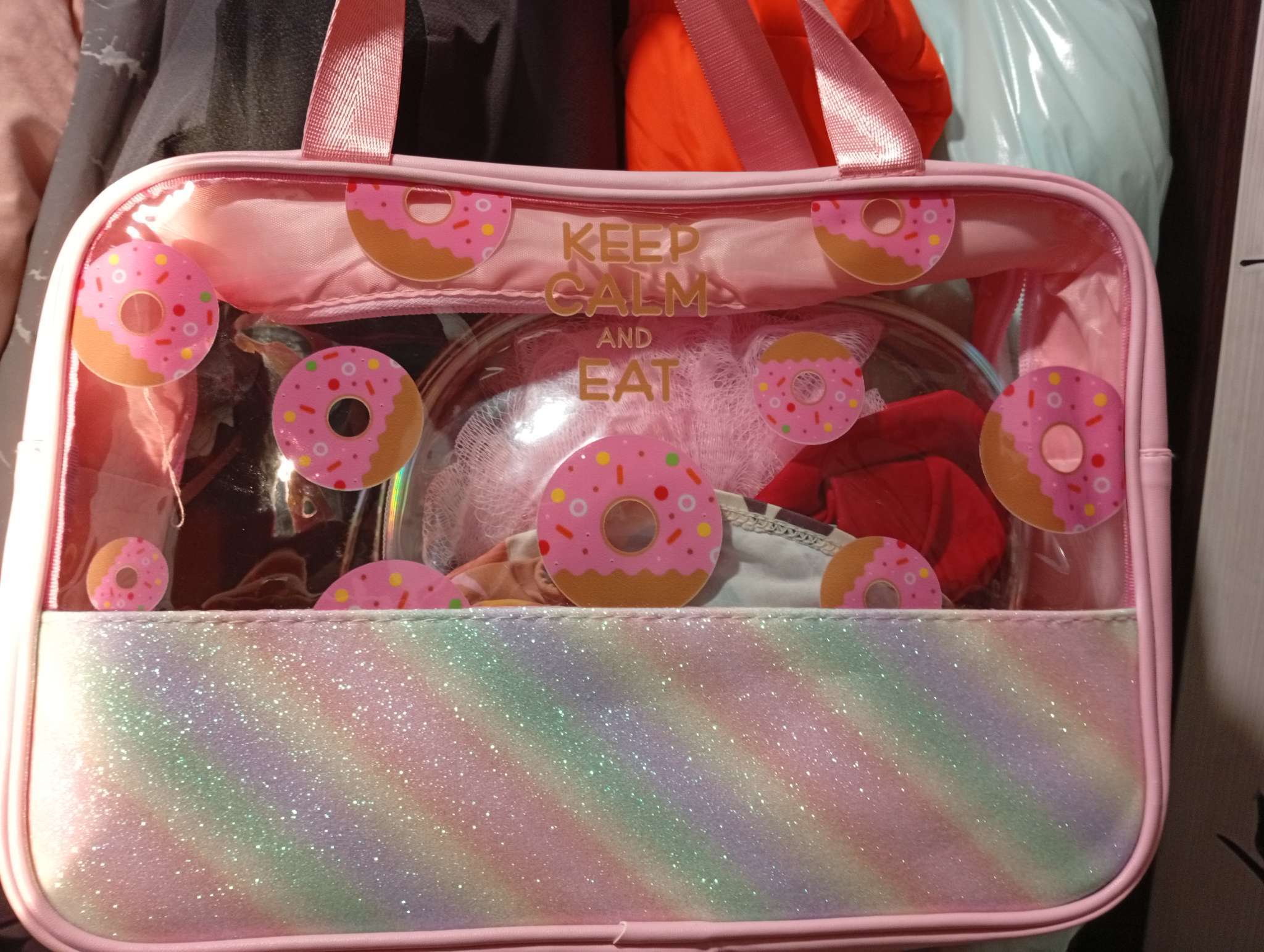 Фотография покупателя товара Косметичка на молнии для бассейна, большая, с ручками, с ярким принтом, чёрная - Фото 1