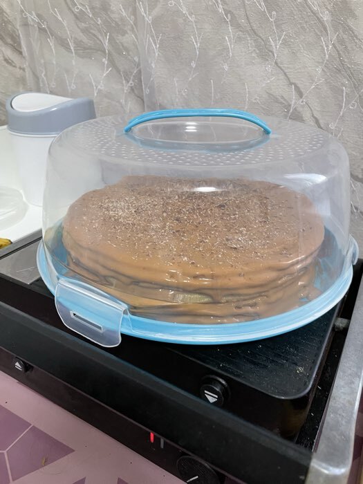 Фотография покупателя товара Тортовница с крышкой Доляна, d=28 см, цвет МИКС - Фото 1