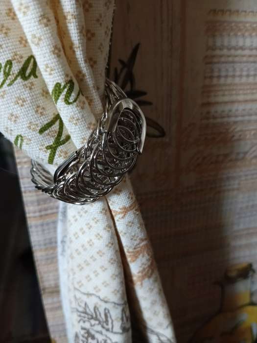 Фотография покупателя товара Подхват для штор «Кольцо», 2×23 см, цвет серебряный - Фото 1