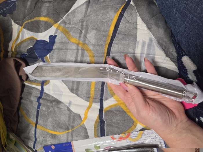 Фотография покупателя товара Кондитерская лопатка - палетка изогнутая Доляна, 26.5×3 см, рабочая часть 14.5 см, серебристая - Фото 3