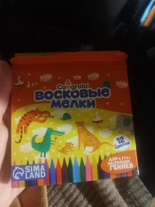 Фотография покупателя товара Мелки восковые Calligrata, цветные, 12 цветов, 93×8 мм - Фото 1